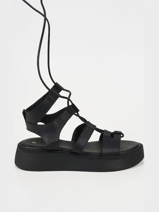 Sandale Casual Damă Flatforme Negre