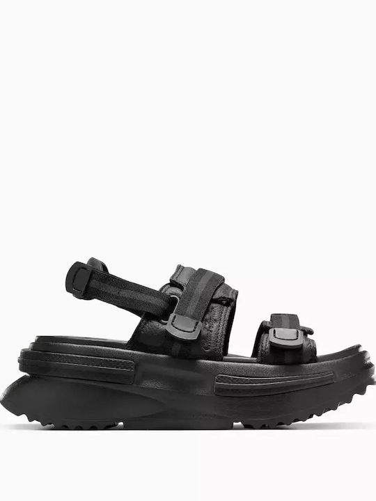 Leder Flache Sandalen für Damen in Schwarz Farbe