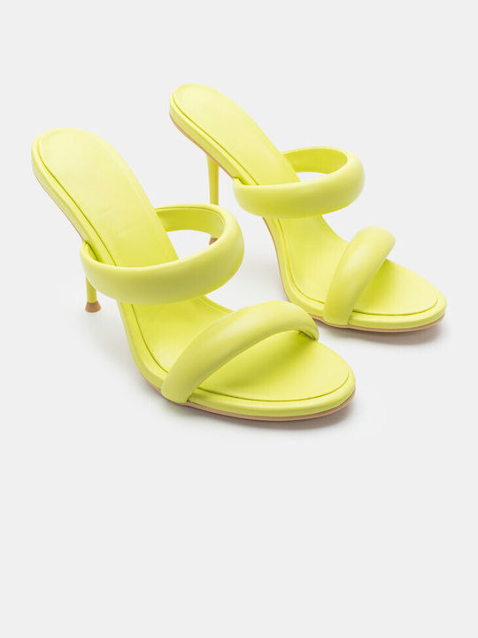 Luigi Synthetic Leather Women's Sandals Yellow with High Heel