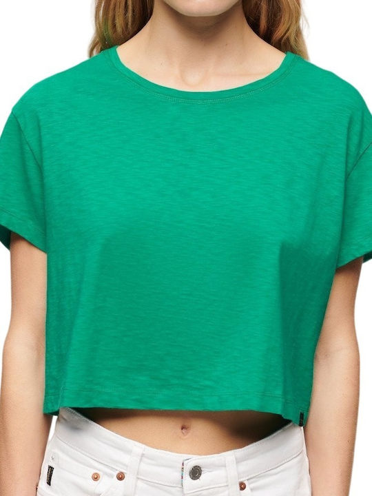 Superdry Slouchy Damen Crop T-shirt Green