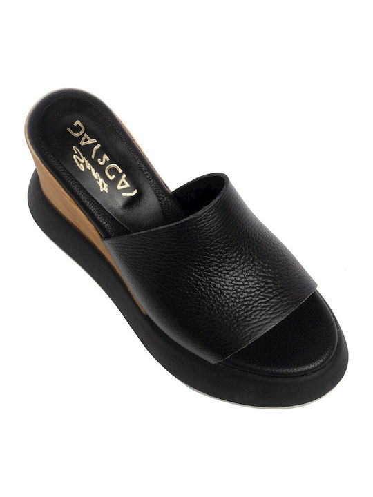 Women's Leather Platform Shoes Black