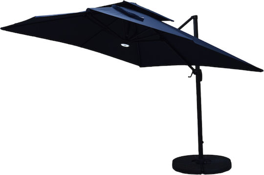 Profesională Umbrelă Pătrată Din aluminiu Albastru cu Iluminare LED 3x3m Profesională Umbrelă Pătrată Din aluminiu Albastru cu Iluminare LED 3x3m