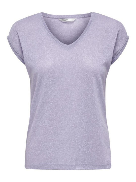 Only Damen Sommer Bluse Ärmellos mit V-Ausschnitt Purple Rose