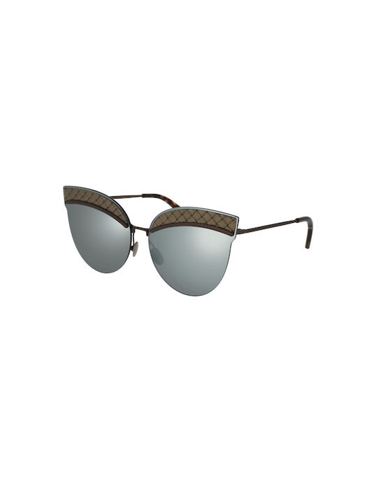 Bottega Veneta Women's Sunglasses with Gray Metal Frame and Gray Mirror Lens BO101S 002