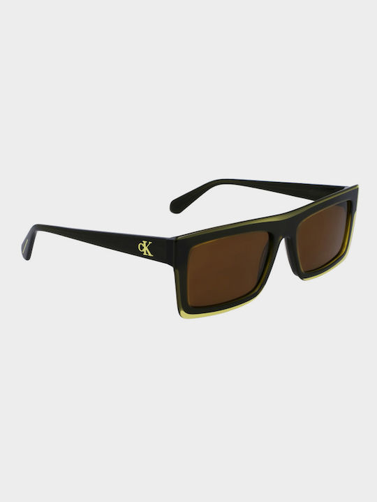 Calvin Klein Bărbătești Ochelari de soare cu Verde Cadru și Maro Lentilă CKJ23657S 745