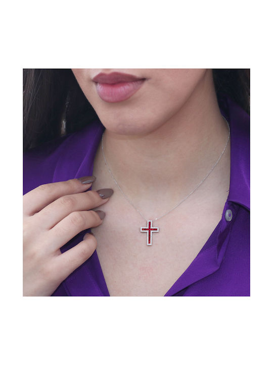 White Gold Cross 18K with Chain