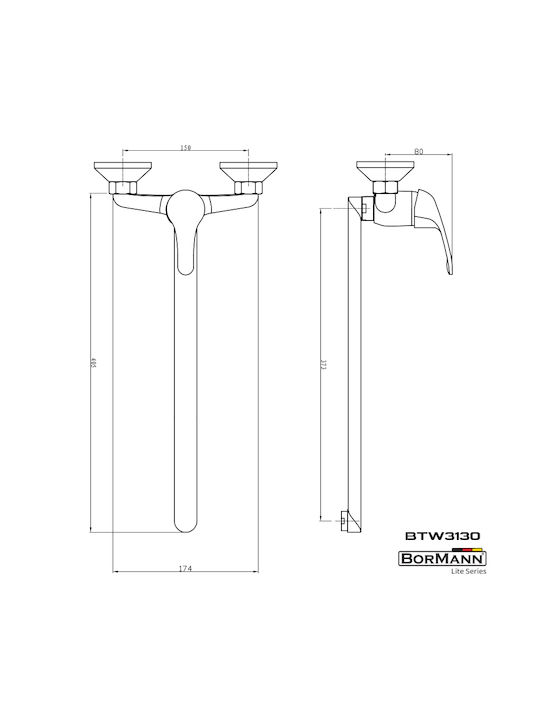 Bormann Zebra BTW3130 Küchenarmatur Wand Silber