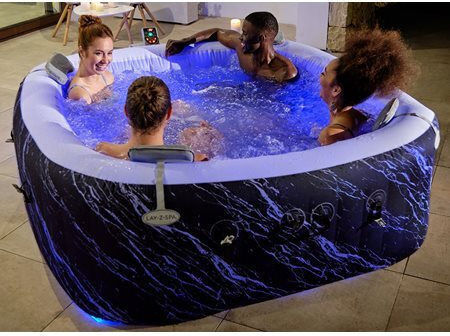 Bestway Quadratisches Aufblasbares Schwimmbecken mit Hydromassage 66x66x180cm Schwarze
