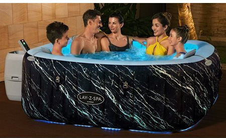 Bestway Quadratisches Aufblasbares Schwimmbecken mit Hydromassage 66x66x180cm Schwarze