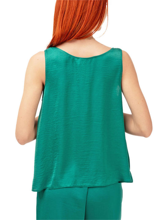 Moutaki Women's Summer Blouse Sleeveless Green