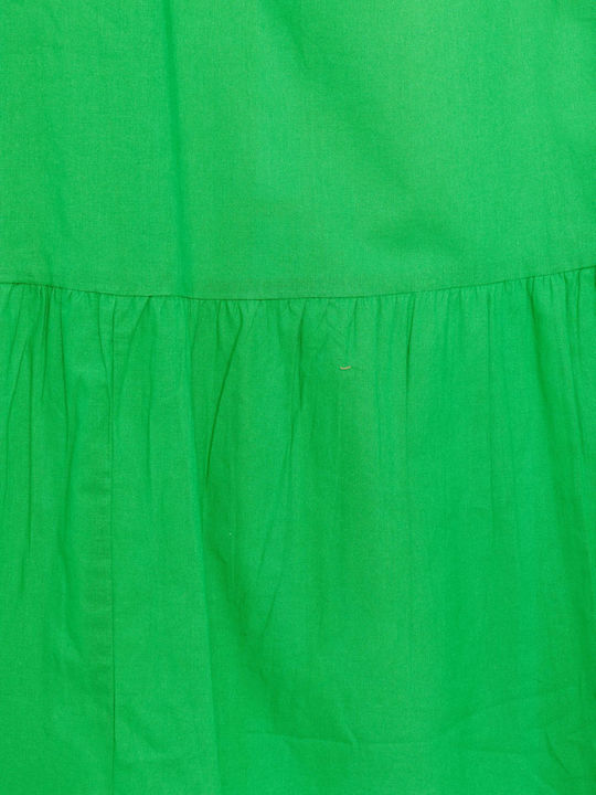 Funky Buddha Maxi Φόρεμα με Βολάν Πράσινο