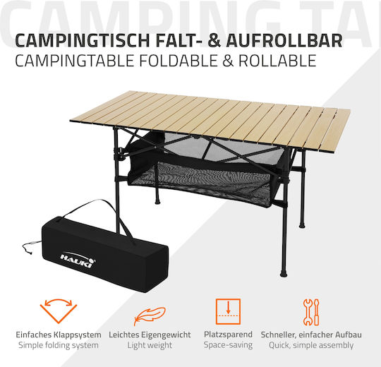 Hauki Table Aluminum for Camping Foldable 118x55x64.5cm Beige
