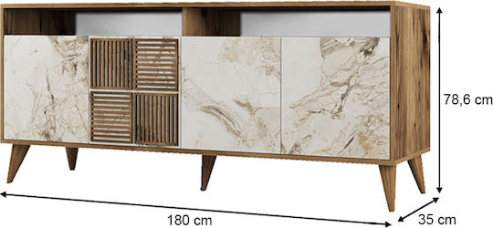 Мебели за съхранение Milan дървен Walnut - White 180x35x78.6см