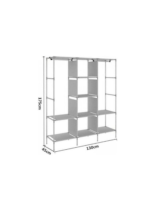 1014 Fabric Wardrobe with Zipper and Shelves in Red Color 130x45x175cm