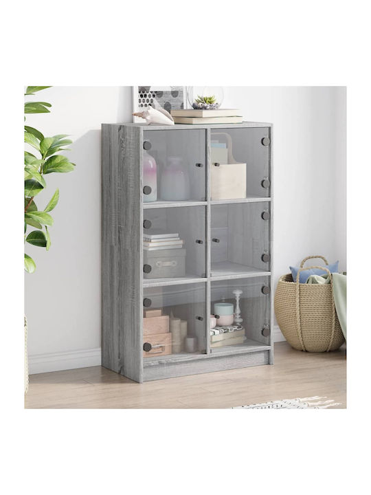 Wohnzimmer Vitrine aus Spanplatte mit Verglasung in Grau 68x37x109cm