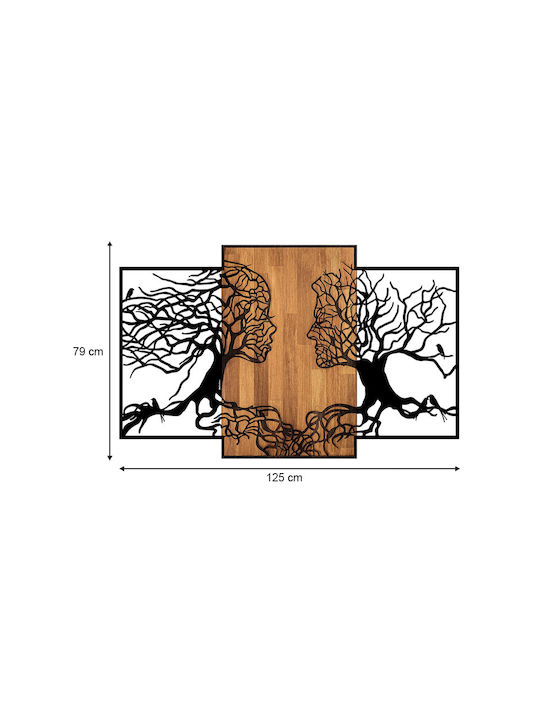 Megapap 3D Gemischte Kunst Baum Liebe Wanddekoration Schwarz aus Hölzernes 125x3x79cm
