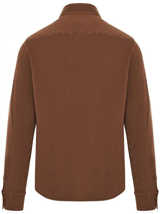 Sonrisa Men's Shirt Long Sleeve Cotton Brown