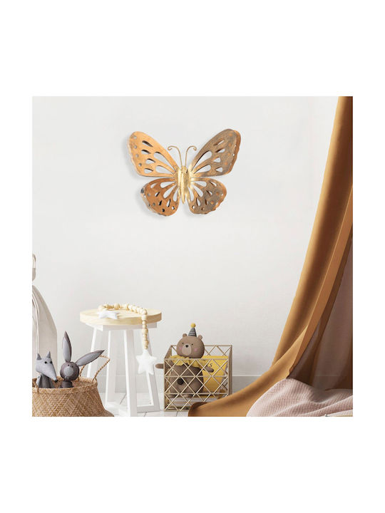 Megapap Decorative Wall Decor made of Metallic Butterfly Golden Butterfly 32x29cm 1pcs