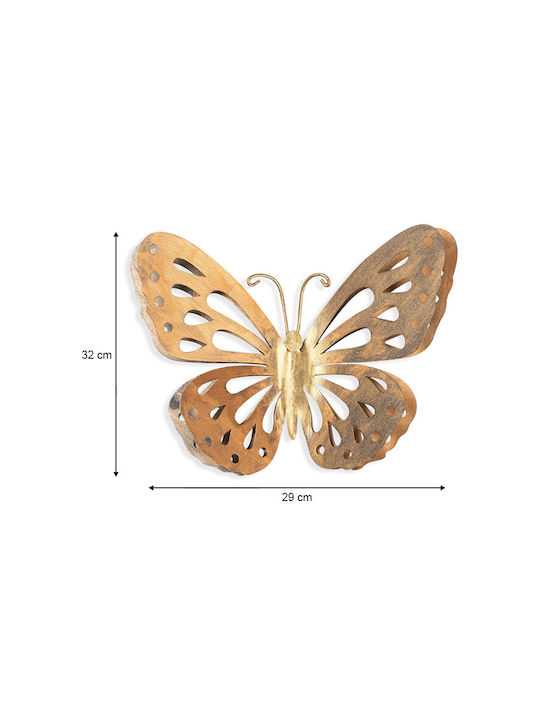 Megapap Διακοσμητικό Τοίχου Butterfly Χρυσή Πεταλούδα από Μέταλλο 32x29cm
