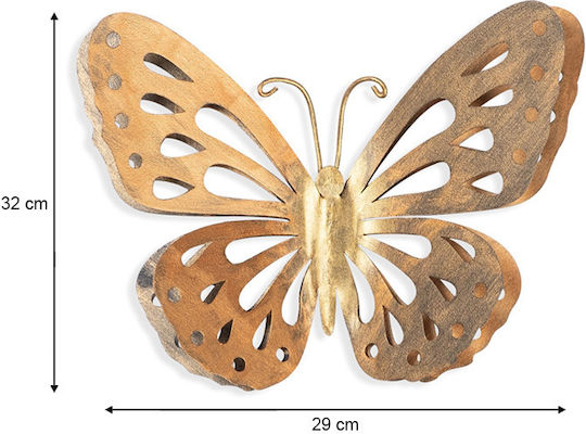 Megapap Decorațiune Pentru Perete Butterfly Aurie Din Metal 32x29cm