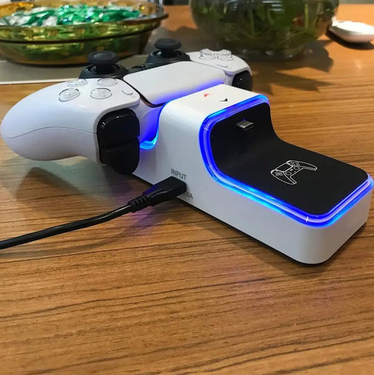 Suport De Încărcare Pentru 2 Controlere PS5 Alb