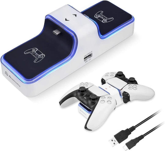 Suport De Încărcare Pentru 2 Controlere PS5 Alb