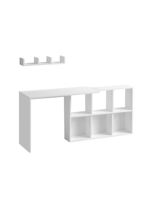 Γραφείο Blake Ξύλινο με Βιβλιοθήκη Λευκό 145x45x74εκ.