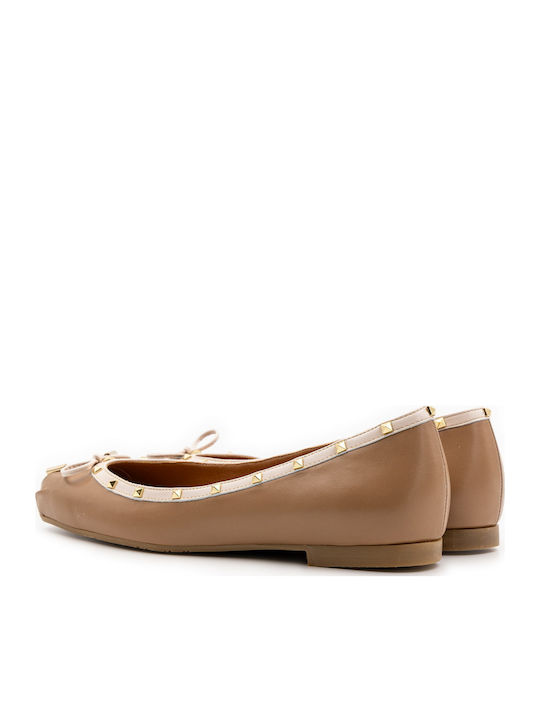 Leder Damen Ballerinas Beige