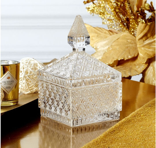 The Home Deco Factory Φοντανιέρα Γυάλινη με Καπάκι 9.9x9.9x15.3cm Διάφανη