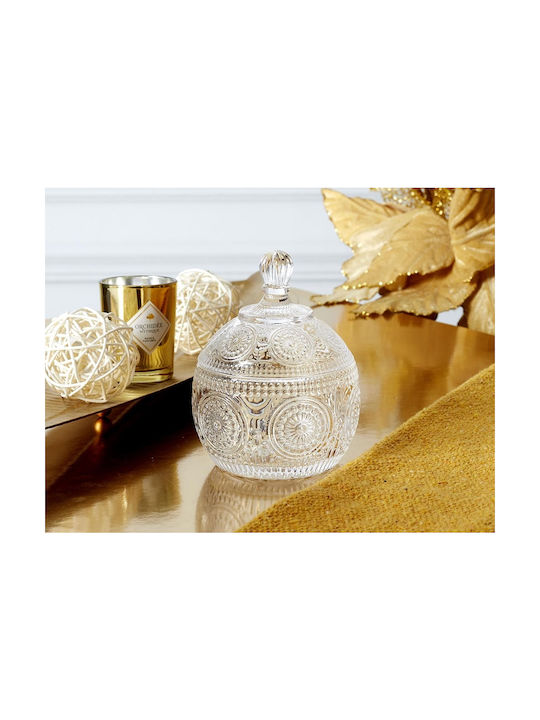 The Home Deco Factory Φοντανιέρα Γυάλινη με Καπάκι 9x9x12cm Διάφανη