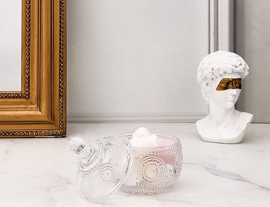 The Home Deco Factory Φοντανιέρα Γυάλινη με Καπάκι 9x9x12cm Διάφανη