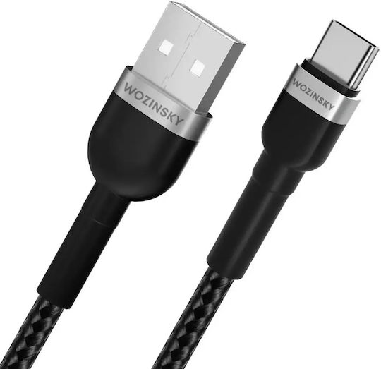 Wozinsky Плетен USB 2.0 Кабел USB-C Мъжки - USB-A Черен 2м WNBAC2