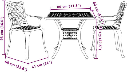 Garten- und Outdoor-Möbelsets für kleinen Raum 3 Stück Schwarz mit Sonnenschirmhalter