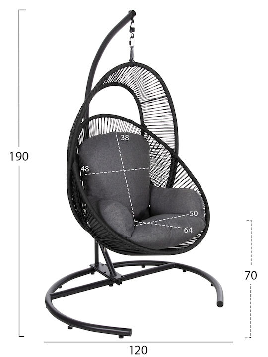 Φωλιά Rattan Μ120xΠ110xΥ190cm Μαύρη