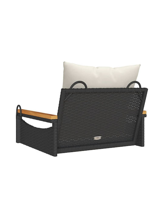 Rattan Swing Black with 110kg Maximum Weight Capacity L63xW62xH40cm