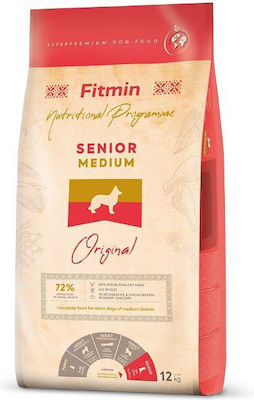 Fitmin 12kg Dry Food for Senior Dogs of Medium Breeds with Poultry and Salmon