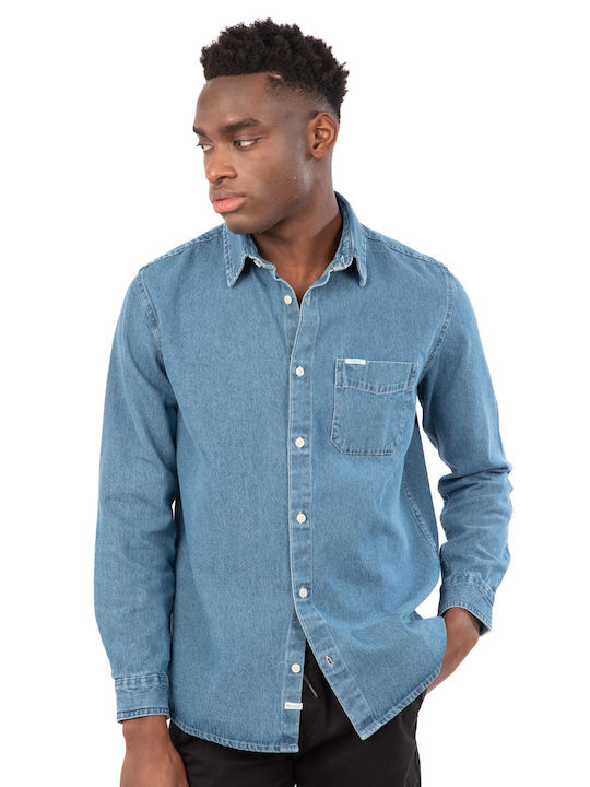 Rebase Men's Shirt Long Sleeve Denim Denim Blue