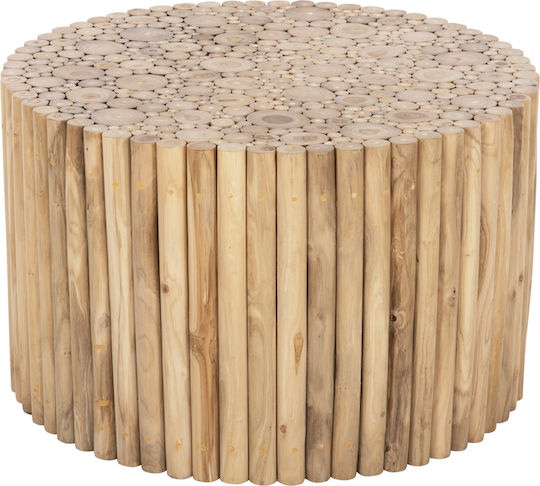 Στρογγυλό Κεντρικό Τραπεζάκι Cooter από Μασίφ Ξύλο Κλαδια Teak-φυσικο Μ80xΠ80xΥ50εκ.