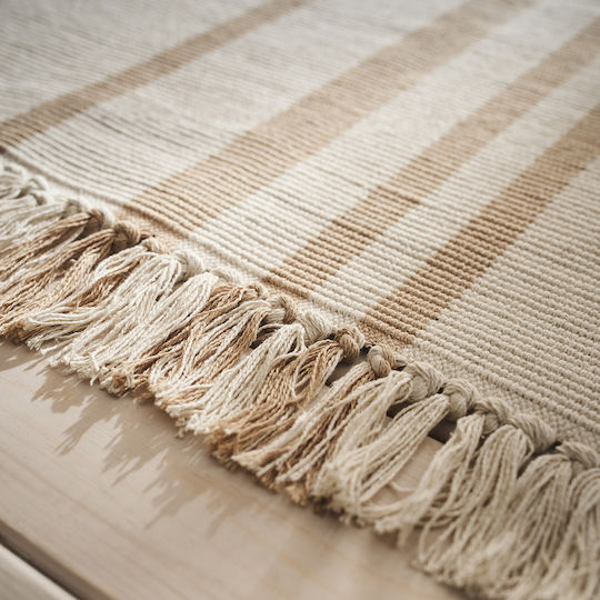 Gofis Home Harlow Teppich Rechteckig Sommer Baumwolle mit Fransen Beige 312/06