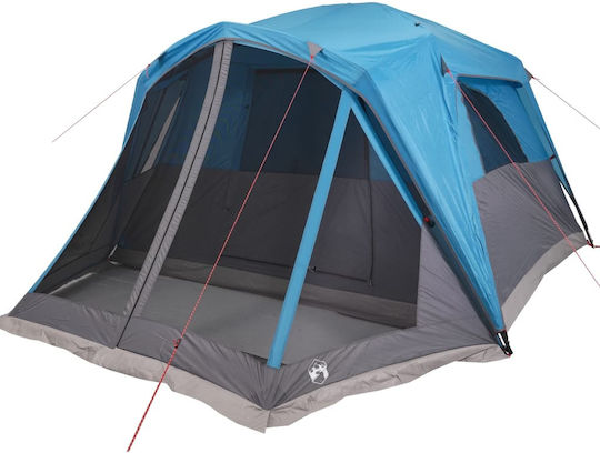 vidaXL Camping Tent Cabin Blue with Double Cloth for 6 People 305x400x205cm
