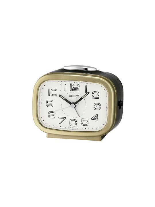 Seiko Qhk060g Tabletop Clock with Alarm Gold QHK060G