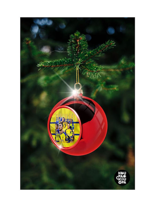 Ornament de brad de Crăciun Cristiano Ronaldo Al Nassr roșu, 8cm