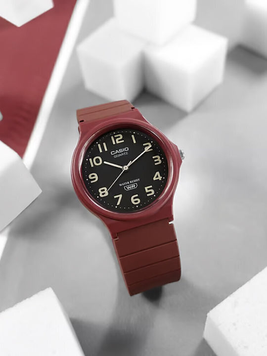 Casio Herrenuhr 36mm Batterie mit Burgundisch Kautschukarmband