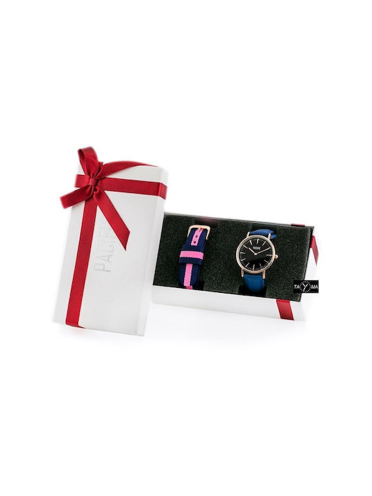 Pacific Uhr mit Marineblau Lederarmband