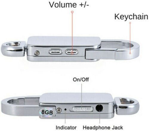 Înregistrător vocal spion cu lanț Iuni Br11 Plus 8gb Mp3 Player Silver