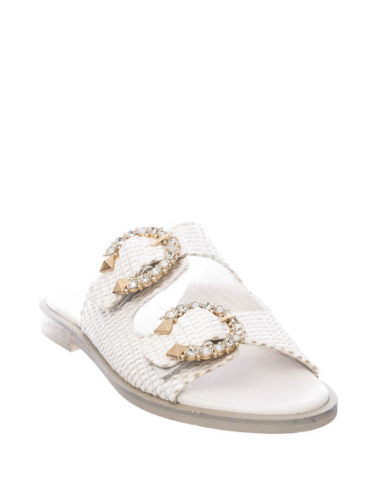 Mariella Fabiani Women's Flat Sandals in White Color