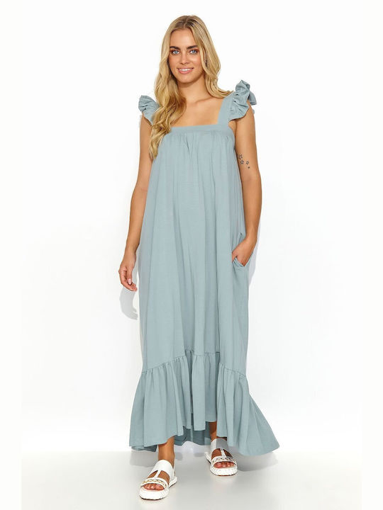 Makadamia Summer Maxi Dress with Ruffle Pink