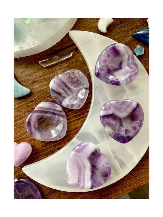 Ημιπολύτιμος Λίθος Αμέθυστου Heart Worry Stone Σχήμα Καρδιάς