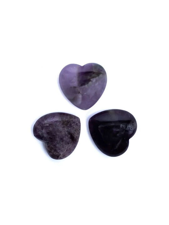 Ημιπολύτιμος Λίθος Αμέθυστου Heart Worry Stone Σχήμα Καρδιάς