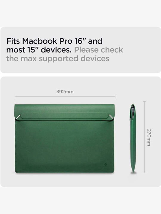 Spigen Valentinus Tasche Fall für Laptop 16" in Grün Farbe